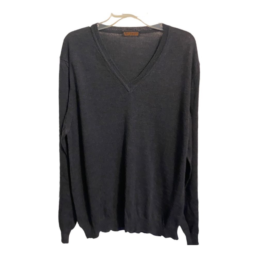 Lord & Taylor Merino wool sweater Mens L navy blue classic pullover